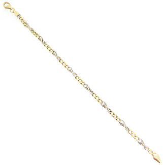 9ct Two Tone Gold Fancy Figaro Link Bracelet